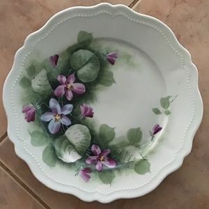 ANTIQUE FLORAL HAND PAINTED PORCELAIN PLATE